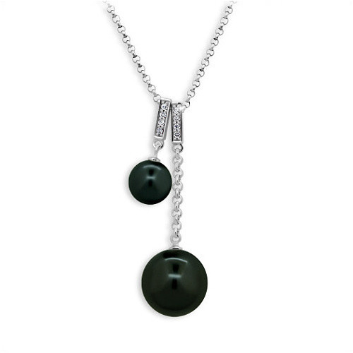 stribrny nahrdelnik modesi cerne perly ja51510jpv z necklace | MODESI