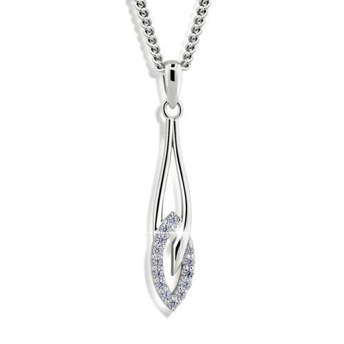 Náhrdelník MODESI M02341 Necklace White CZ_Rhodium 51cm