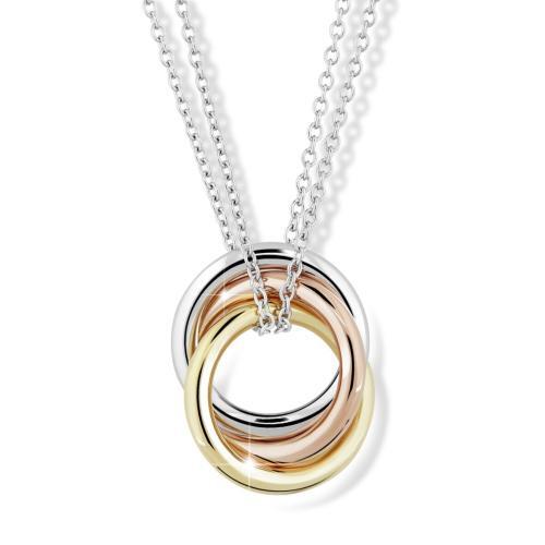 Náhrdelník MODESI M43089 Necklace 45+3cm double chain(Rhodium_Yellow_Rose)