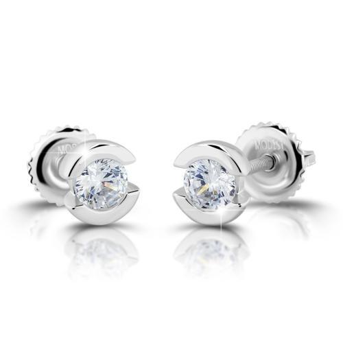 Nausnice MODESI M00925 Earring White CZ Rhodium | MODESI